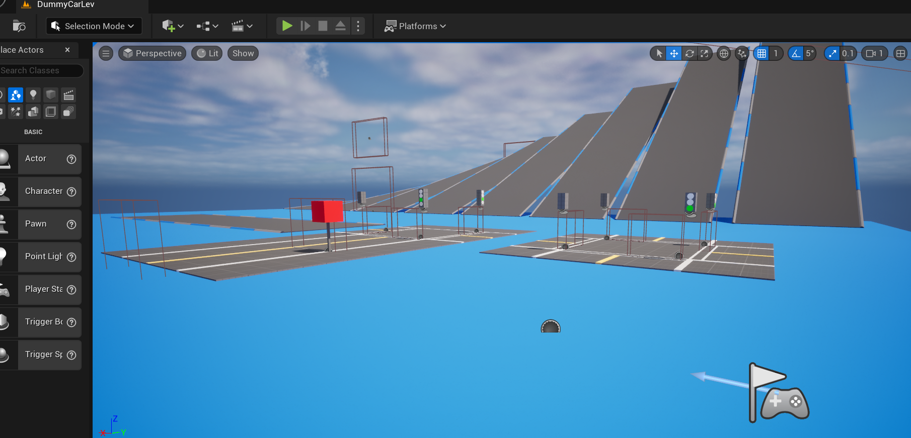 Gameplay footage of several shots, with a railjump interweaved