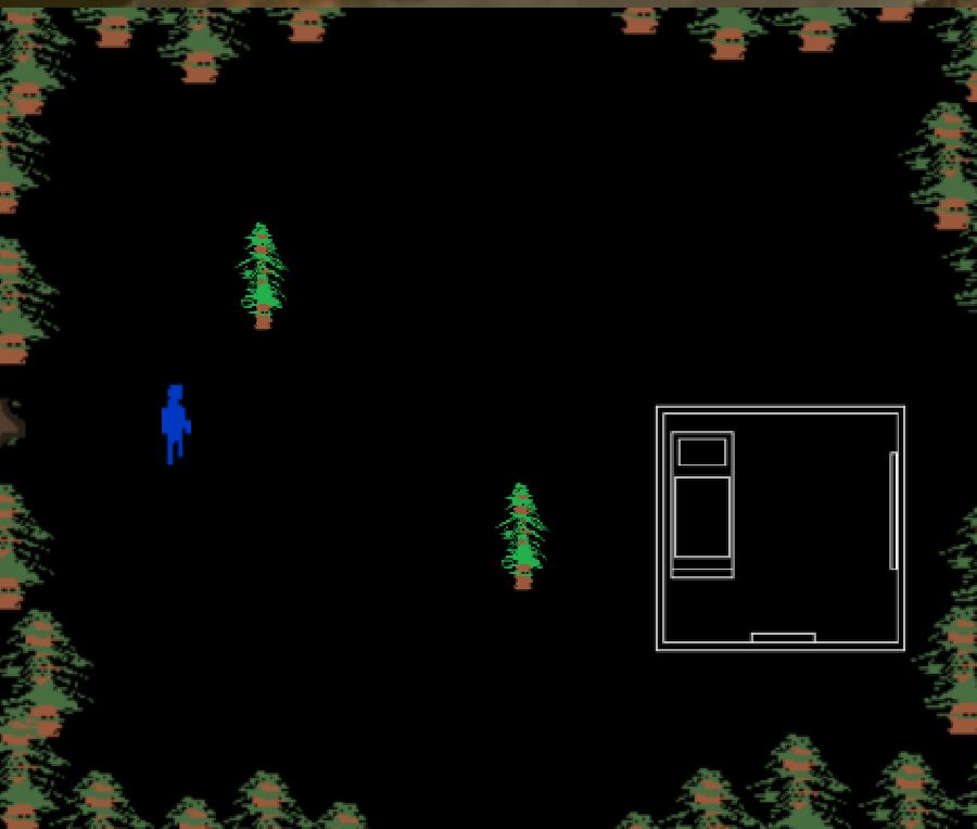 First screen of game, player in forest