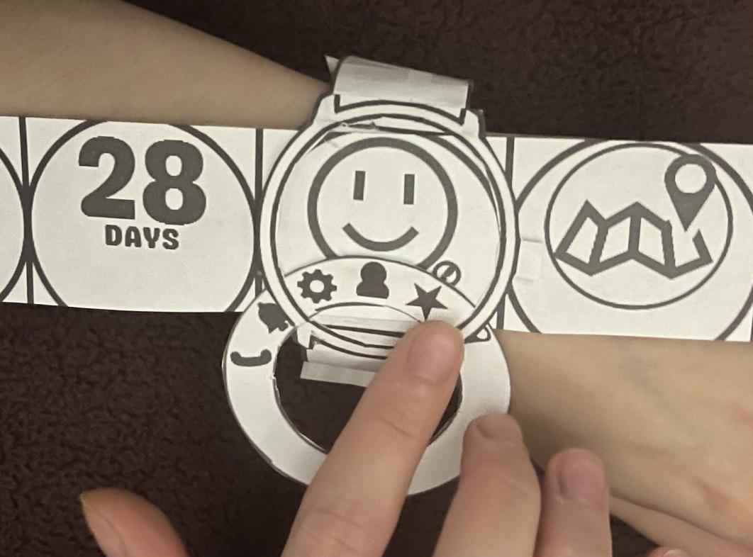 Paper prototype on human arm