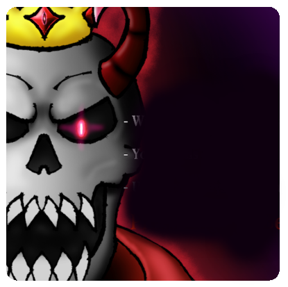 Logo for Lich's Ascension, close-up of the titular threat.